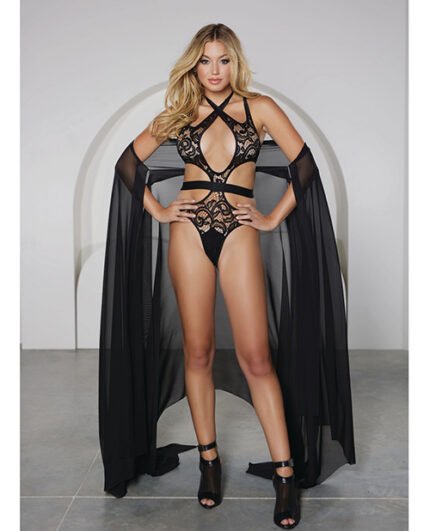 Belle Du Jour Lace Teddy W-Adjustable Strap Black Small