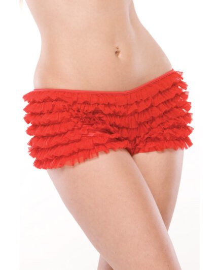 Ruffle Shorts W-Back Bow Detail Red OS-XL