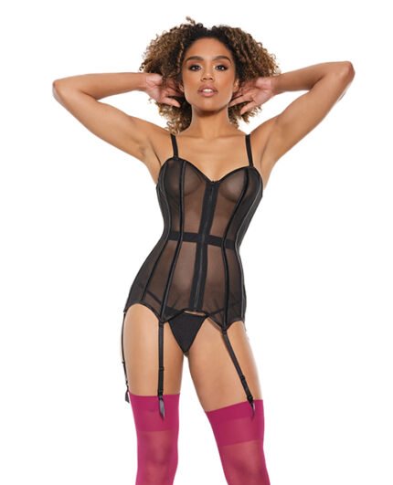 Powernet Fully Boned Corset W-Lace-Up Back Black XL