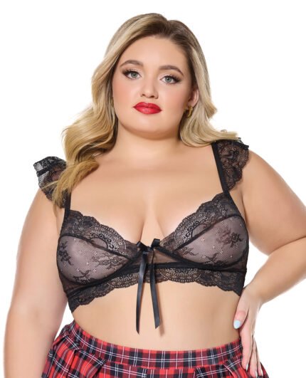 Scallop Stretch Lace Soft Cup Bralette – Black QN