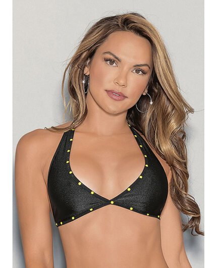 Glow Stones Black Light Dancewear Tri Bra Black O-S