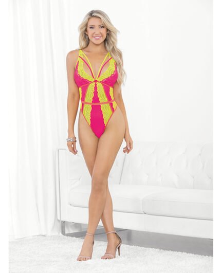Festival Wear Strappy Teddy W-Brazilian Back Neon LG