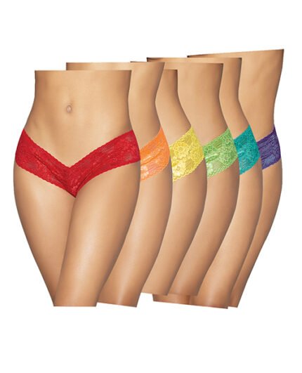 6 Pc Low Rise Neon Pride Panty Pack Asst. Colors O-S