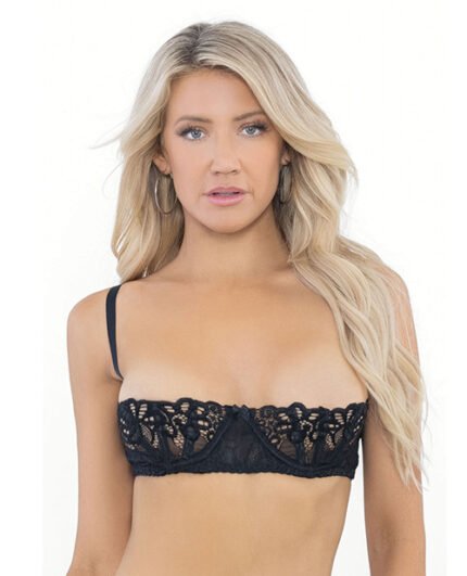 Lace Bra W-Underwire Boning Cups Black 38