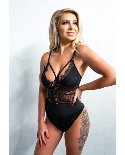 Kix’ies Signature Striped Bodysuit Black LG