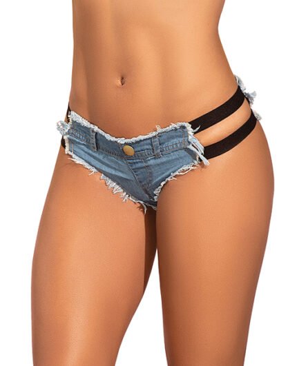 Micro Mini Shorts W-Black Stripes Light Chambray SM