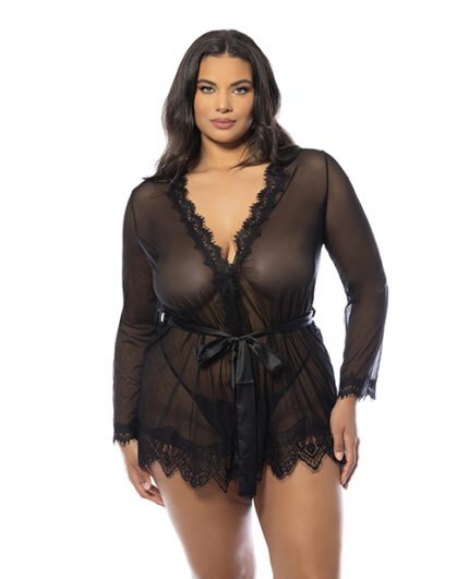 Provence Short Robe – Black 1X-2X