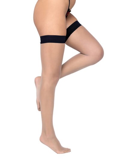 Colored Silicone Stay Up Stockings Black O-S