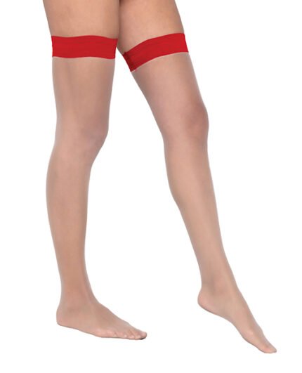 Colored Silicone Stay Up Stockings Red O-S