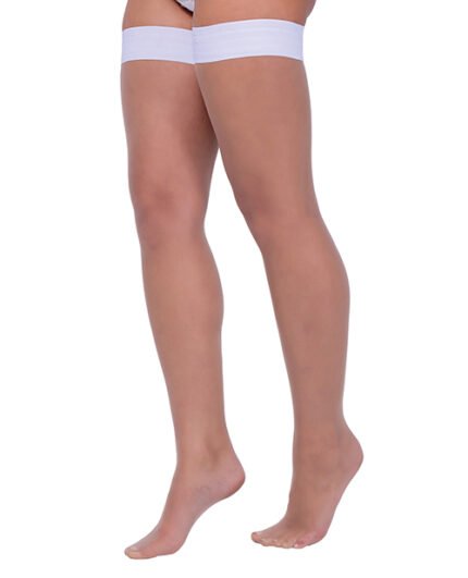 Colored Silicone Stay Up Stockings White O-S