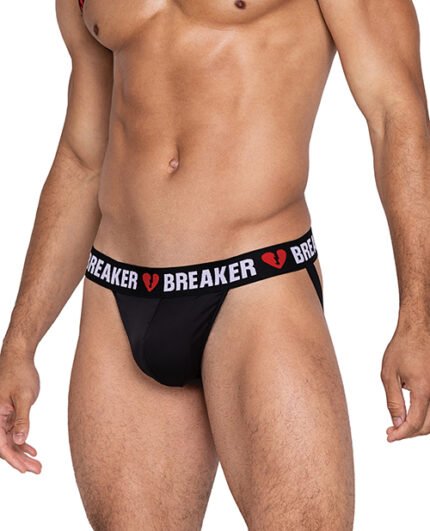 Heartbreaker Jockstrap W-Contoured Pouch & Elastic Rear Straps Black-Red XL