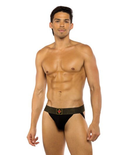 Sacred Heart Jockstrap W-Contoured Pouch & Studded Elastic Waist – Black XL
